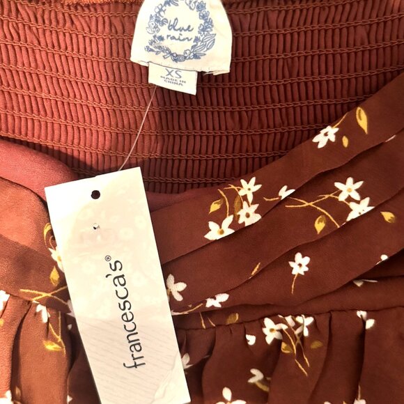 NWT Blue Rain Francesca's Brown Floral Dress - Picture 3 of 4